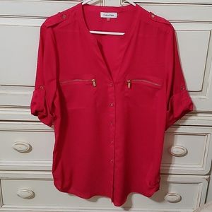 Calvin Klein button down shirt in fuchsia. Size Large.